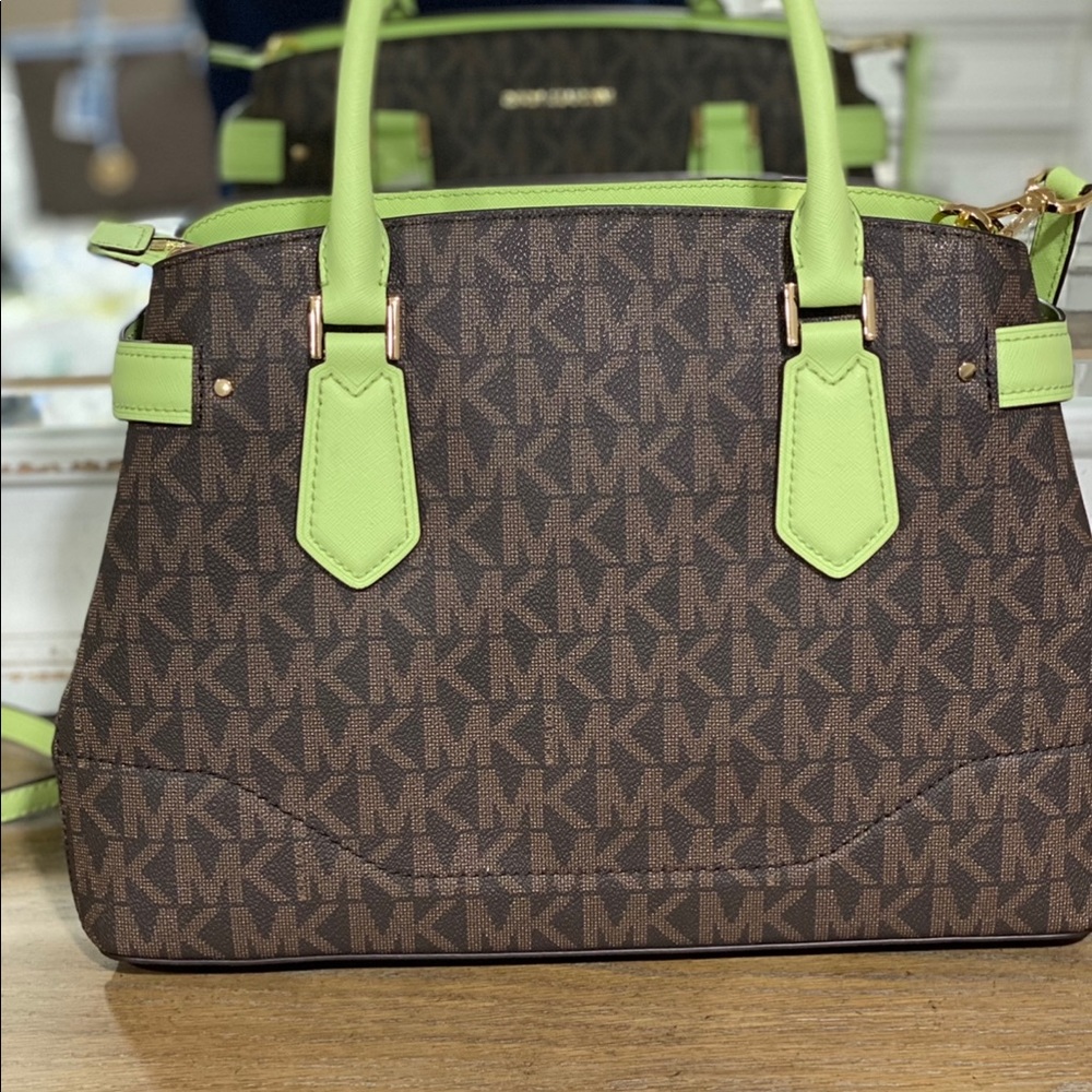 Michael Kors Light Green/Brown Satchel - Picture 5 of 10